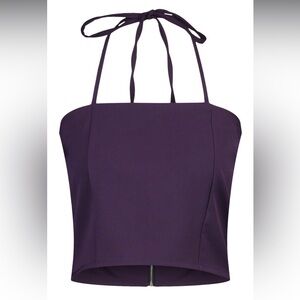 NWT Boohoo Purple Strappy Halterneck Crop Top